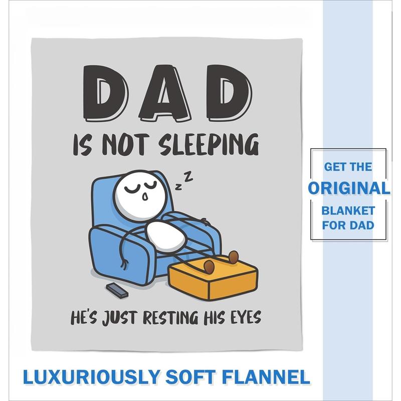 Funny Birthday Gift for Dad Husband, Dad Is Not Sleeping Flannel Blanket