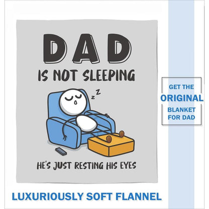 Funny Birthday Gift for Dad Husband, Dad Is Not Sleeping Flannel Blanket
