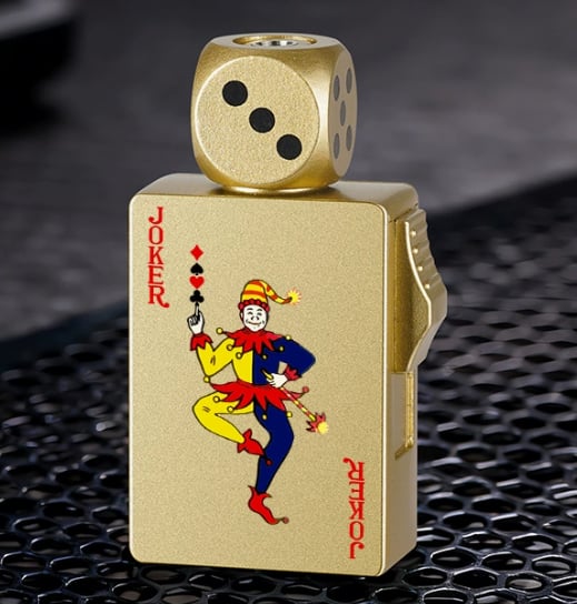 🎉Buy 1 Get 1 Free🎲Windproof Poker Dice Rotating Cigar Lighter, Butane Refill (Not Included)