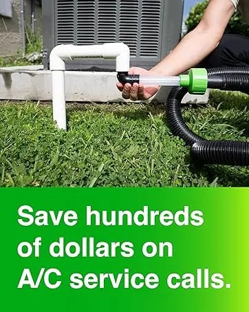 AC Drain Line Cleaner Adapter Evacuates & Unclog AC Drain Line - HVAC to PVC AC Drain Line Cleaner Tool - Universal Fit AC Drain Line Unclogger - AC Drain Line Cleaning Tool - Clear Visibility