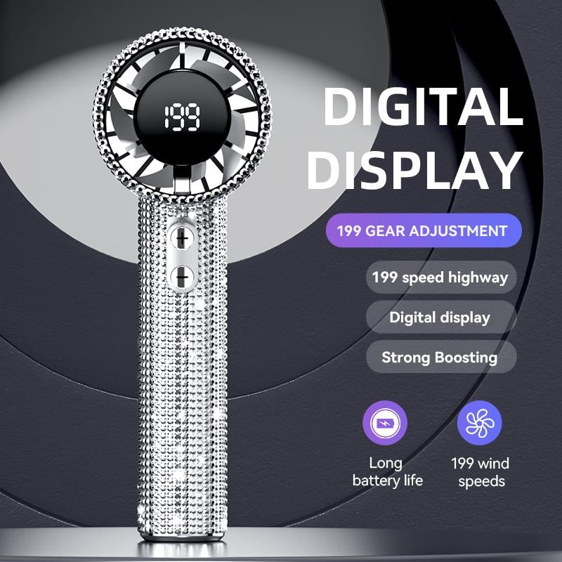 Full Diamond Luxury Craftsmanship Portable Handheld Turbo Fan