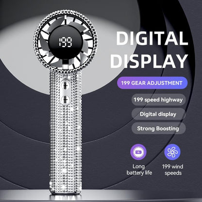 Full Diamond Luxury Craftsmanship Portable Handheld Turbo Fan