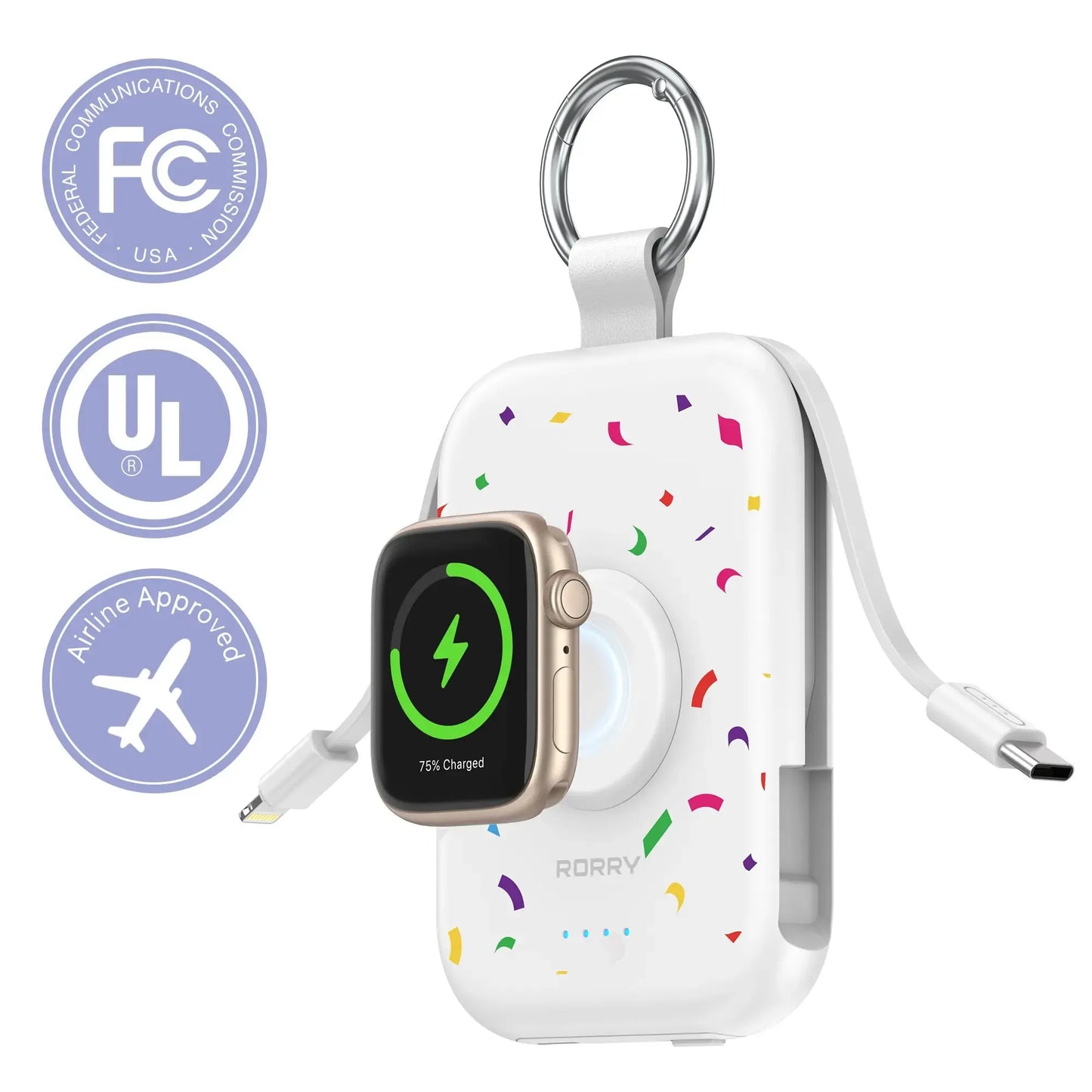 🔥5000mAh Portable Charger Power Bank with Built-in Cables Travel Keychain Battery Pack