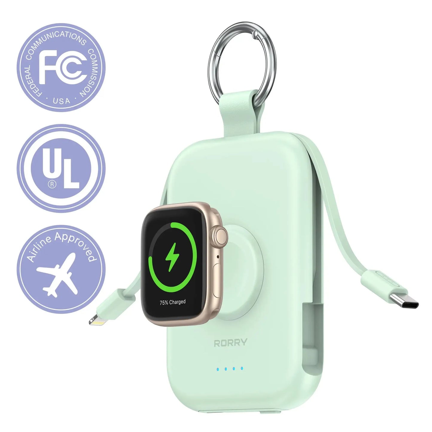 🔥5000mAh Portable Charger Power Bank with Built-in Cables Travel Keychain Battery Pack