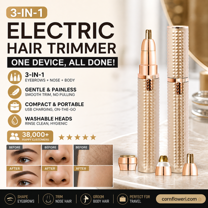 ⏰Portable Electric Eyebrow Trimmer – Interchangeable Heads 🪒