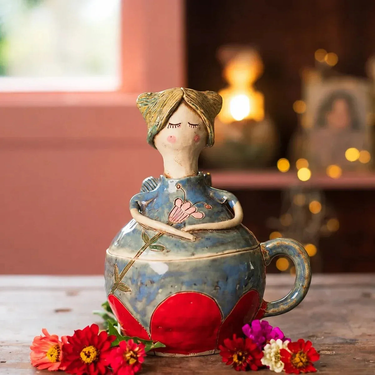 🧚 Handcrafted Fairies Storage Jar/Mug | 8 Whimsical Styles with Removable Fairy Lid for Tea, Treats & Tiny Keepsakes ☕