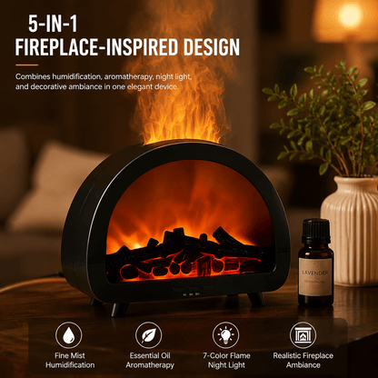 Fireplace Flame Essential Oil Diffuser - 7 Color Ultrasonic Aromatherapy Humidifier