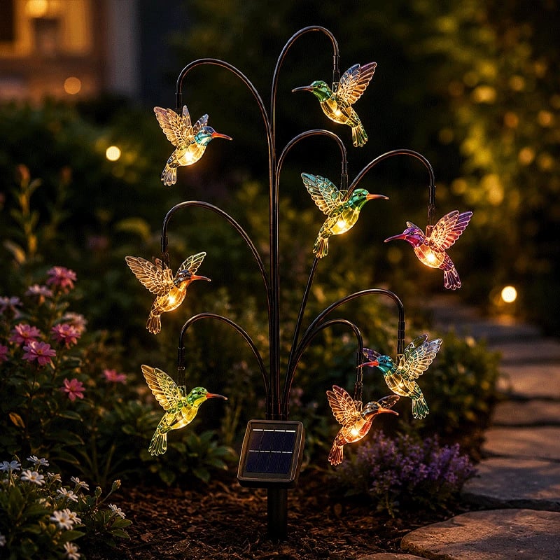 🦩Solar Bird Tree Stake Light – Flexible Colorful Glowing Outdoor Garden Landscape Light