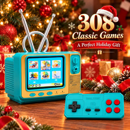🎮🔥GV300 Retro Mini TV Gaming Console – 2.8' IPS Screen, 308 Classic Games & Wireless Controller