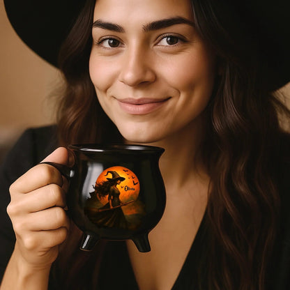 🎉Custom Witch Cauldron Coffee Mug - Personalized Halloween Witchy Gifts For Besties, Sisters, BFF, Family, Yourself - Witching You A Wicked Brew
