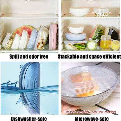 6/12pcs set Silicone Cover Stretch Lids Reusable Airtight Food Wrap Covers