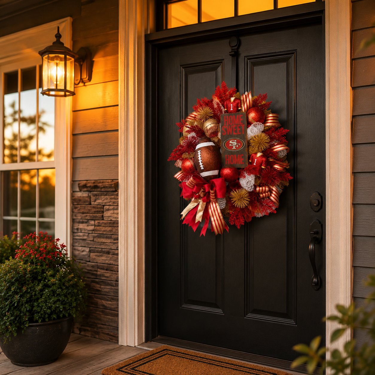 Football Team Handcrafted Wreath for Game-Day Front Door Decor