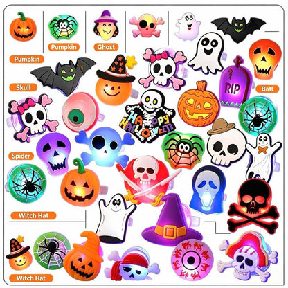 🎃Glow Halloween Rings 50 Pack - Flashing LED Party Favors for Kids