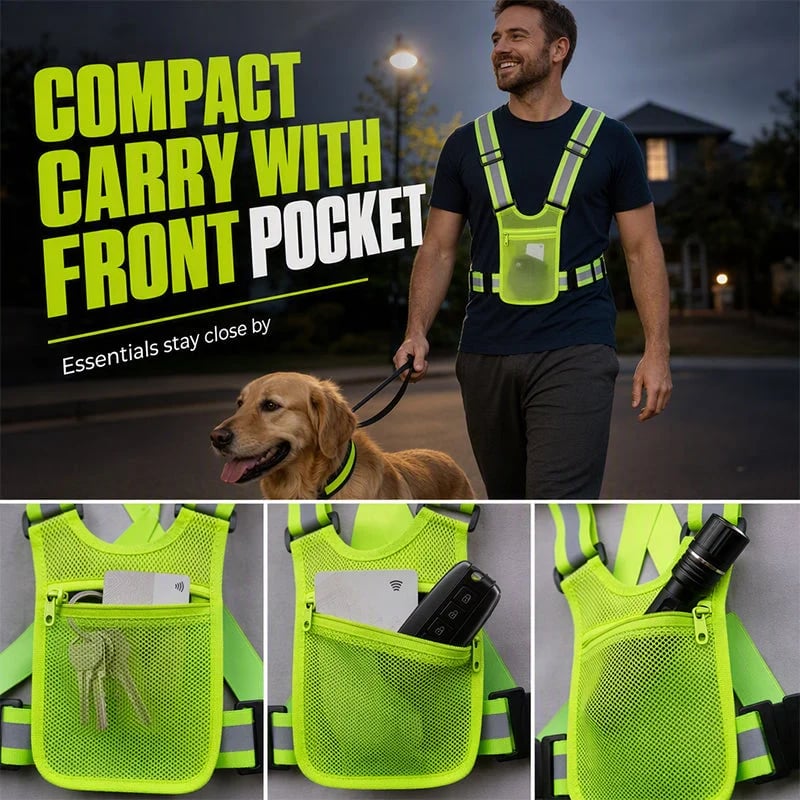 💥Buy 1 get 1 free 🔥High Visibility Reflective Vest Adjustable Safety Running Gear with Pocket
