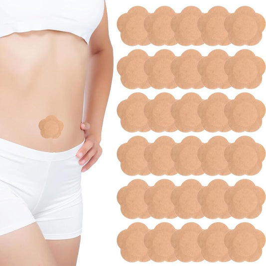 30pcs Castor Oil Pack Wrap for Belly Button, Self-Adhesive Castor Oil Patches Cover Patch Organic Disposable Spunlace Cloth Highly Absorbent Pad with Cotton, Oil Not Included (Skin Color)