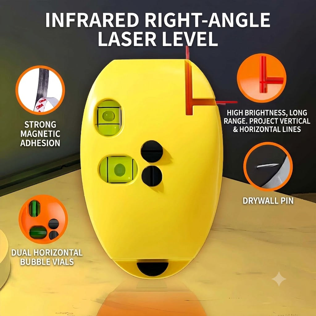 🥳2026 HOT SALE🥳💞50K+ SOLD!🔨🌟 50% OFF! 90° Infrared Level – Bright laser, right angle precision. Perfect for tiling, framing & hanging art. Level up your DIY game! 🖼️✨