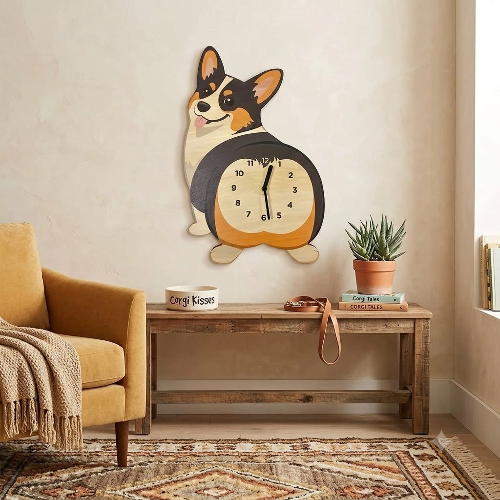 Swing Tail Dachshund Wooden Wall Clock 🐶
