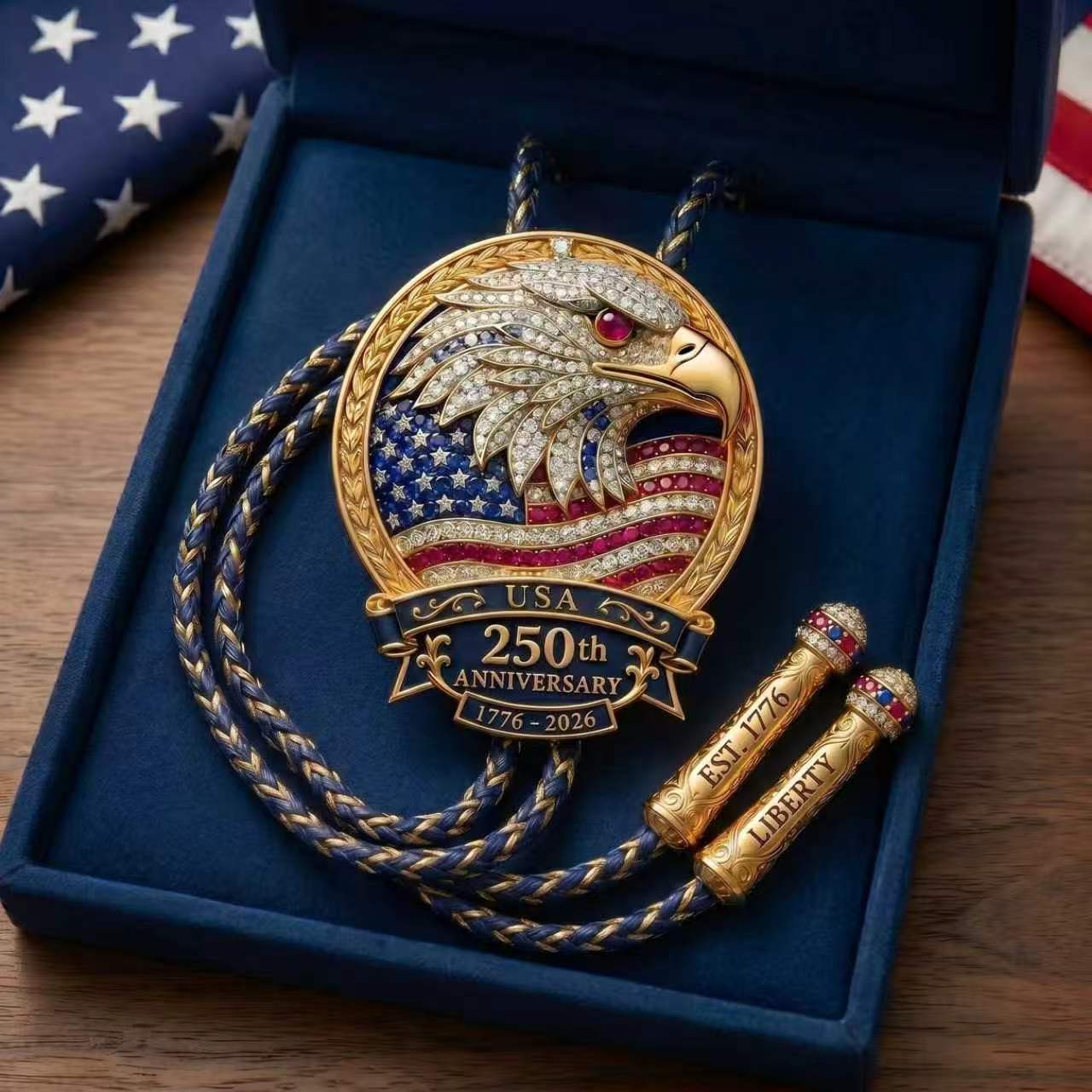 🎁🎉Only $24.99 This Week🌟🎉USA 250th Anniversary Eagle Bolo Tie