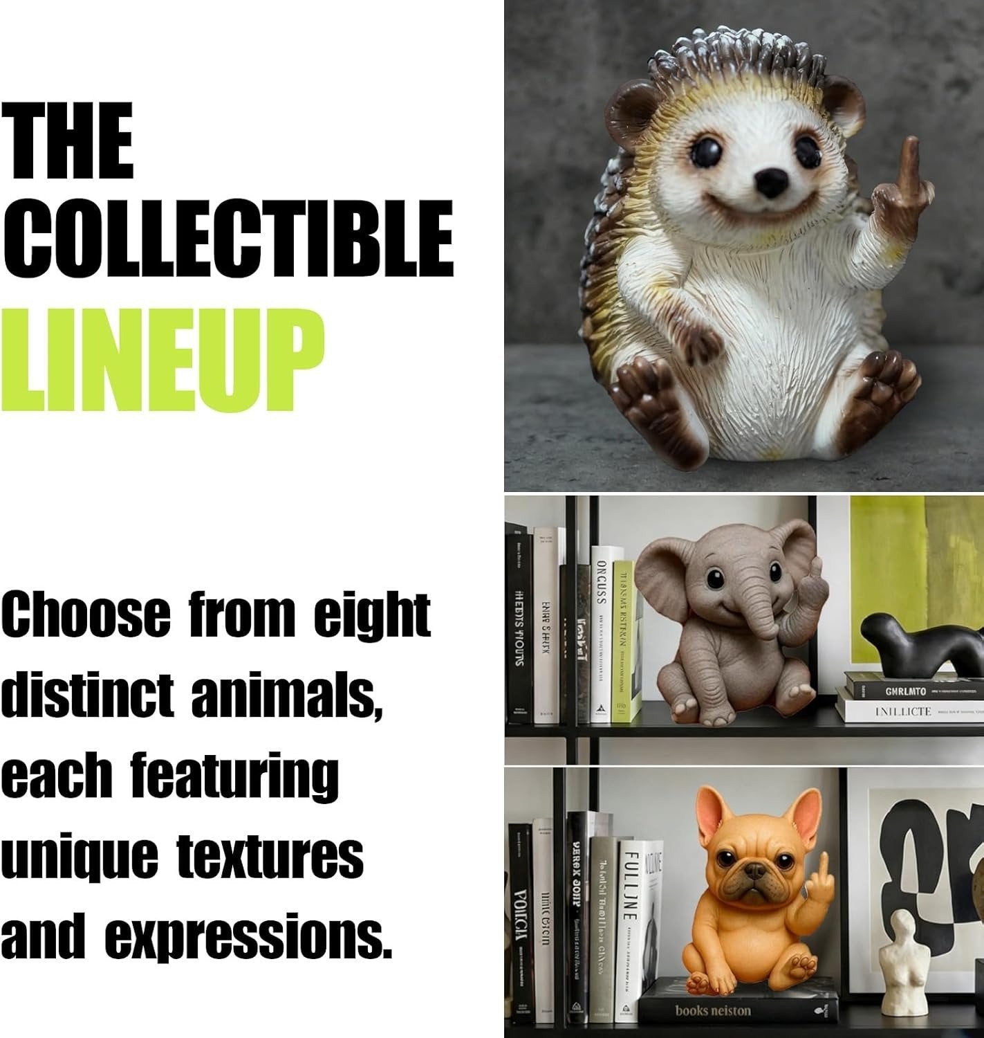 Funny Middle Finger Animal Statue 🖕 – Mini Resin Desk Decor, Cute Animal Figurine for Office, Car, Shelf & Home, Humorous Gag Gift 🎁
