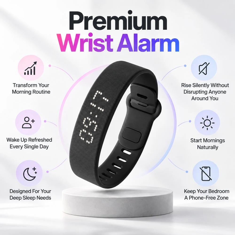 Silent Vibration Alarm Wristband with 3 Alarms & 14 Day Battery
