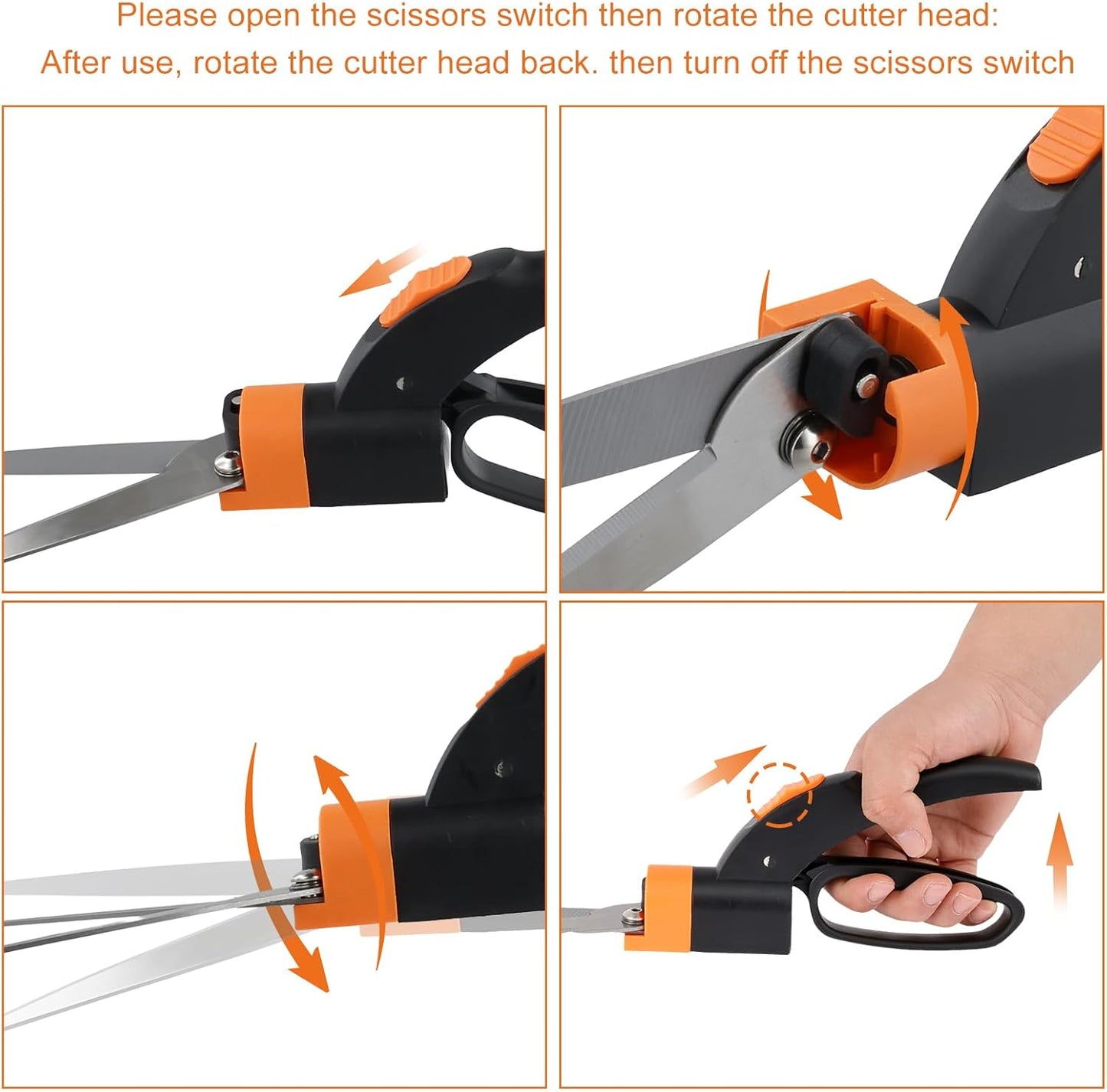 Grass Shears 360-Degree Swivel Blades, Ultra-Sharp Grass Cutter with 5’’ Stainless Steel Blades, Gardening Shears and Plant Cutting Scissors