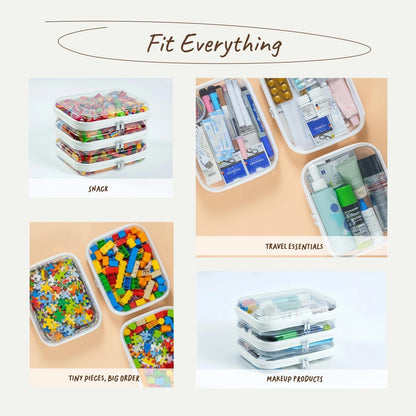 🌟Clear Organizer Storage Box 🌟4PCS Clear Hard Zipper Case PVC Plastic Clear Storage Containers