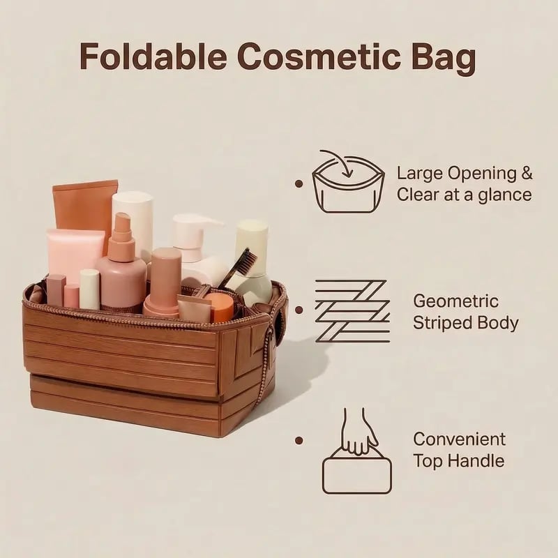Large-Capacity Foldable Makeup Organizer for Women