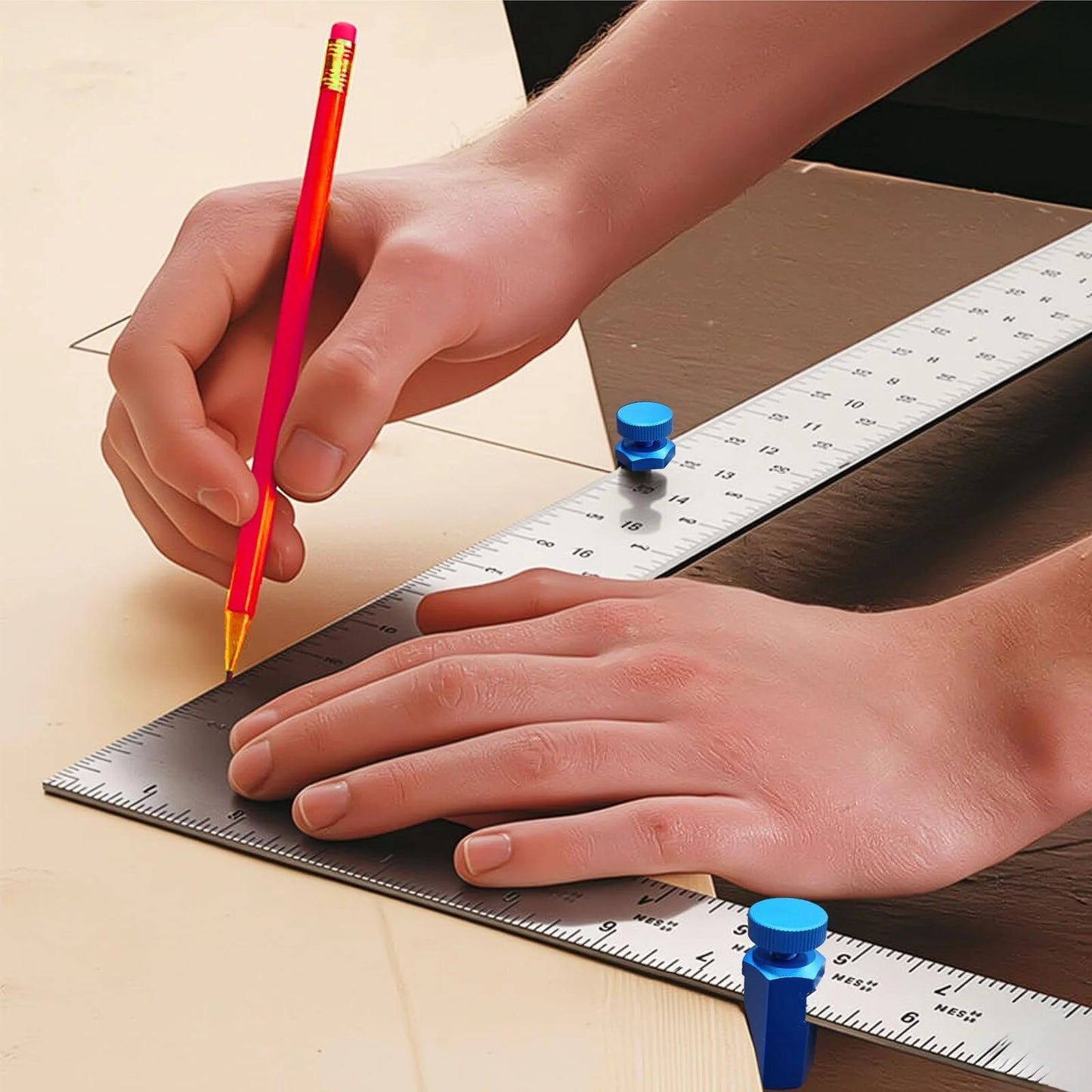 ✨HOT SALE 49% OFF - Tall Stair Gauges for Framing Square – Hexagonal Stable Lock with Holder & Hook for Carpentry & Circular Saw