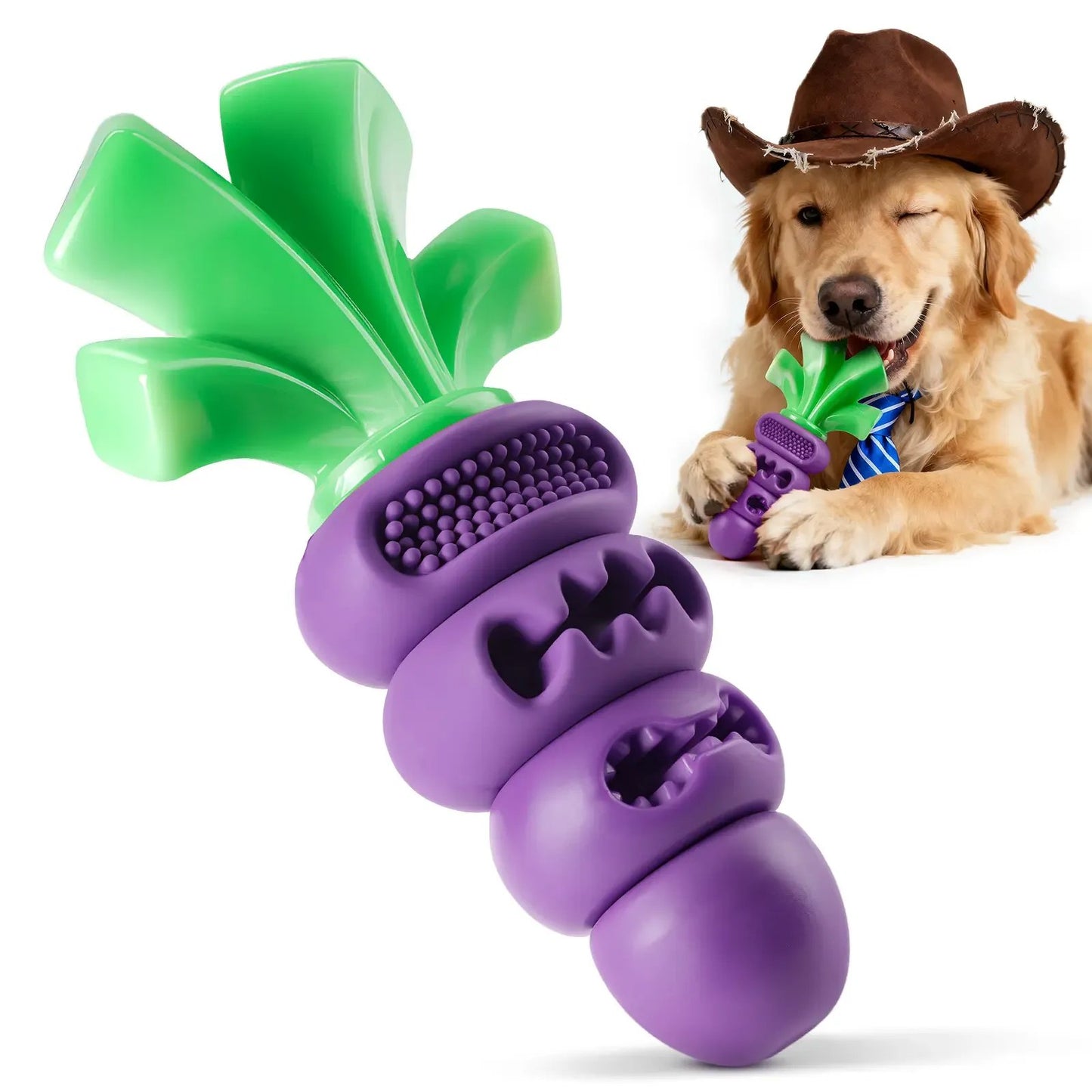 🎁Perfect Gift for Dogs🎁Aggressive Chewer Dog Toys, Durable Carrot Leaf Design