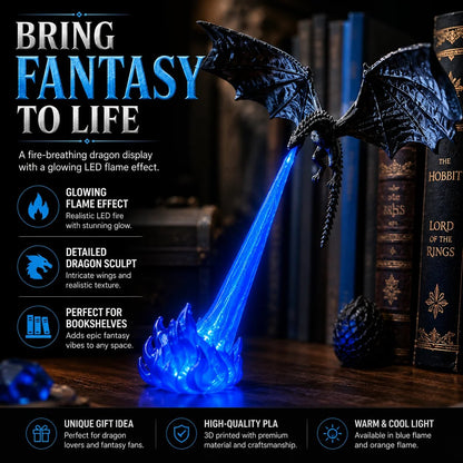 🐉🔥 3D Fire‑Breathing Dragon LED Light | Glowing Fantasy Bookshelf Decor
