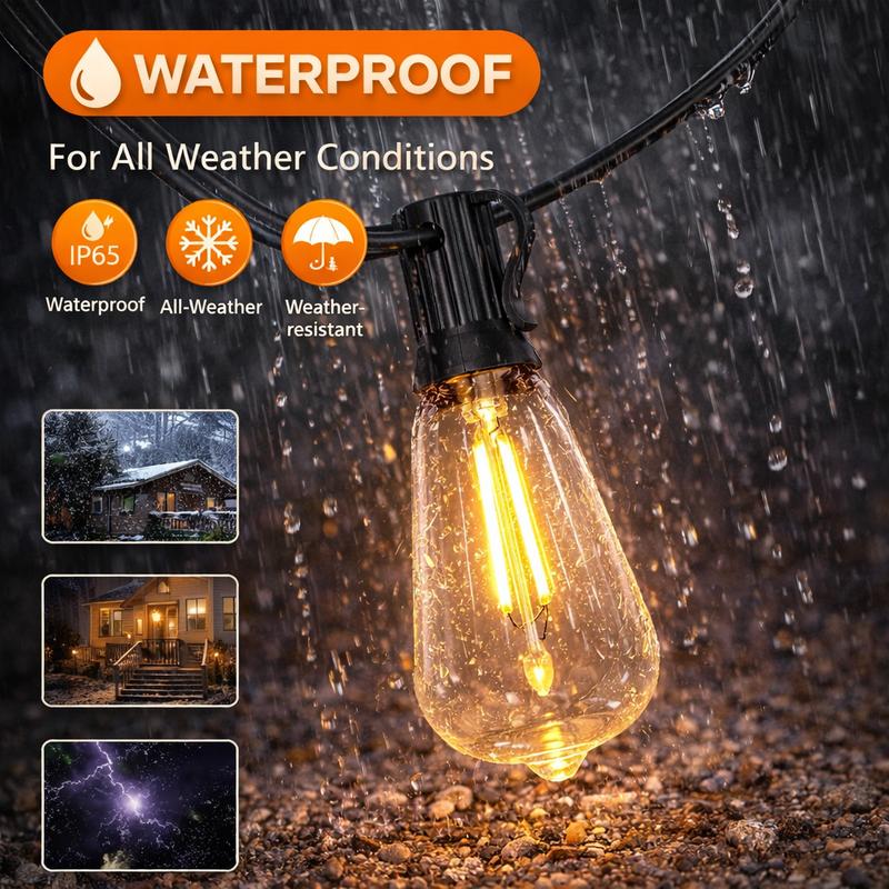 5M Solar String Lights, Light Sensor Activated (Day Charge/Night Auto On), Waterproof & Shatterproof, 8 Modes with Dusk to Dawn and Dimmable