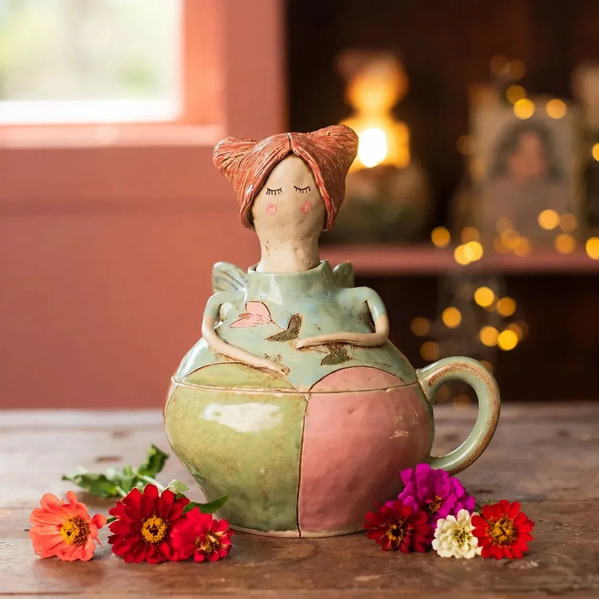 🧚 Handcrafted Fairies Storage Jar/Mug | 8 Whimsical Styles with Removable Fairy Lid for Tea, Treats & Tiny Keepsakes ☕