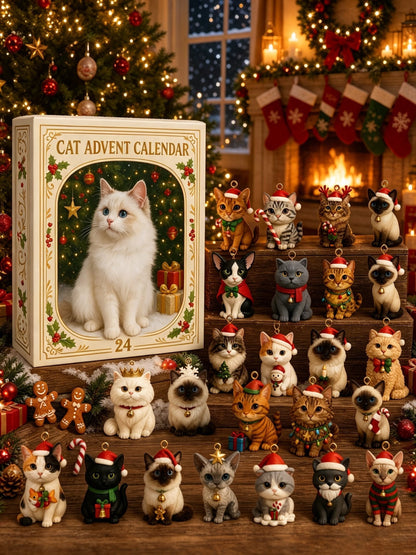 🎄Advent Calendar 2026 Cat Advent Calendar Gift for Adults Friends Cat Owners and Lovers Christmas Holiday Countdown Gift 24 Designs Cats Charm Christmas Tree Ornament