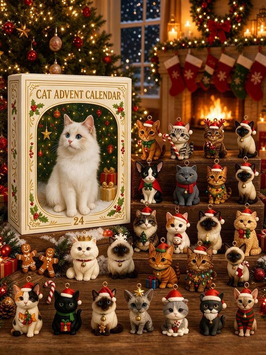 🎄Advent Calendar 2026 Cat Advent Calendar Gift for Adults Friends Cat Owners and Lovers Christmas Holiday Countdown Gift 24 Designs Cats Charm Christmas Tree Ornament