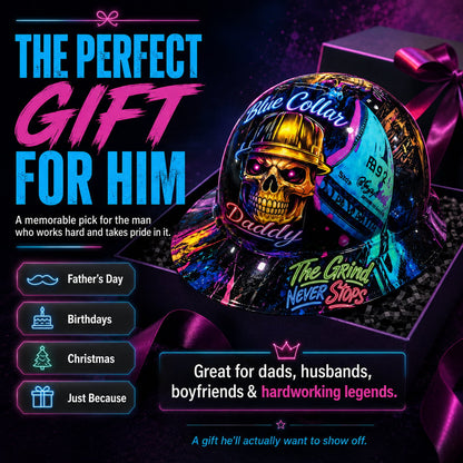 🎁Father’s Day 49% OFF - 👷🔥 Blue Collar Daddy Hydro-Dipped Hard Hat | Industrial Rigid Impact-Resistant Safety Helmet with Full-Wrap Gloss Artwork