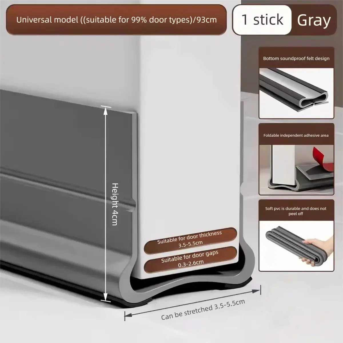 Soundproof Triple Seal Door Draft Stopper