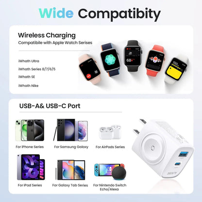 ⚡Hot Sales 49% OFF🔥 3-in-1 Magnetic Wireless Cordless PD USB-C Wall Charger Block - 20W Fast Charging, Includes Cable