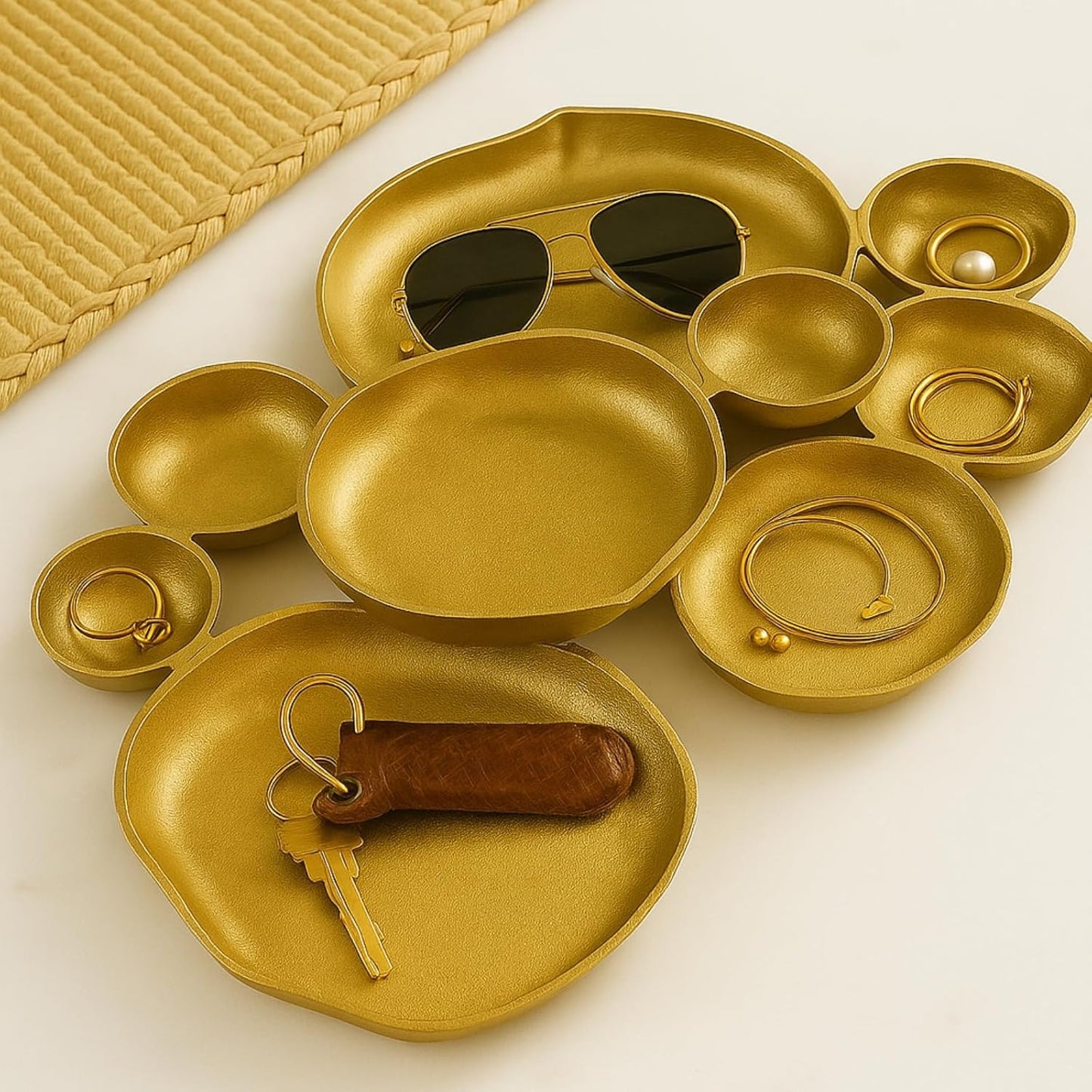 🔥 Limited-Time Sale🔥🍽️ Cluster Accent Bowls – Shiny Gold Snack & Appetizer Serving Dish