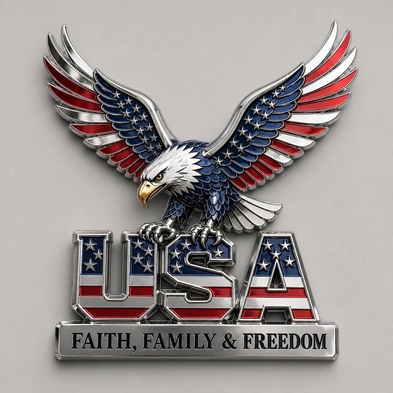 USA Faith, Family & Freedom Metal Emblem