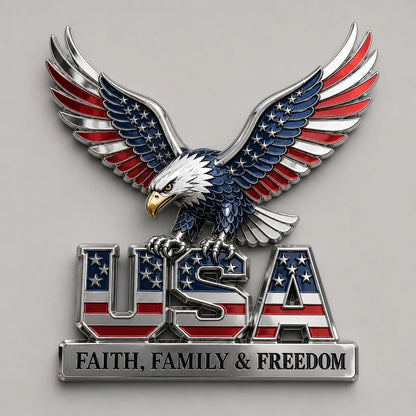 USA Faith, Family & Freedom Metal Emblem