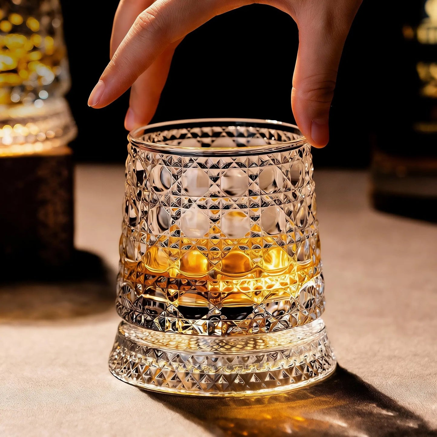 ✨ Diamond Cut Spinning Glass | Elevate Your Home Bar Experience 🏅