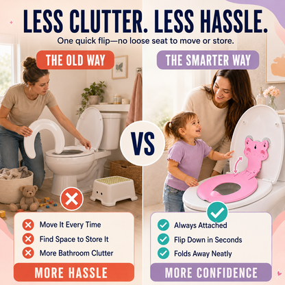 🐻 Flip-Down Toddler Toilet Training Seat – Cleaner, Easier Potty Training