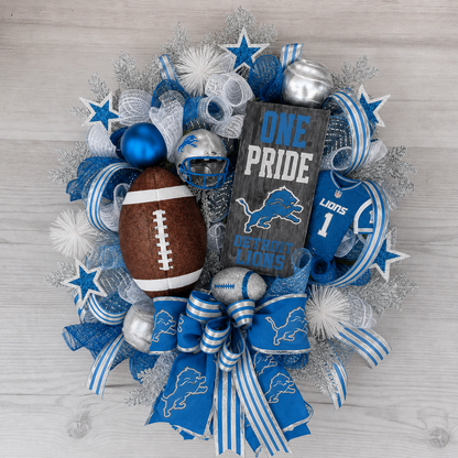 Football Team Handcrafted Wreath for Game-Day Front Door Decor