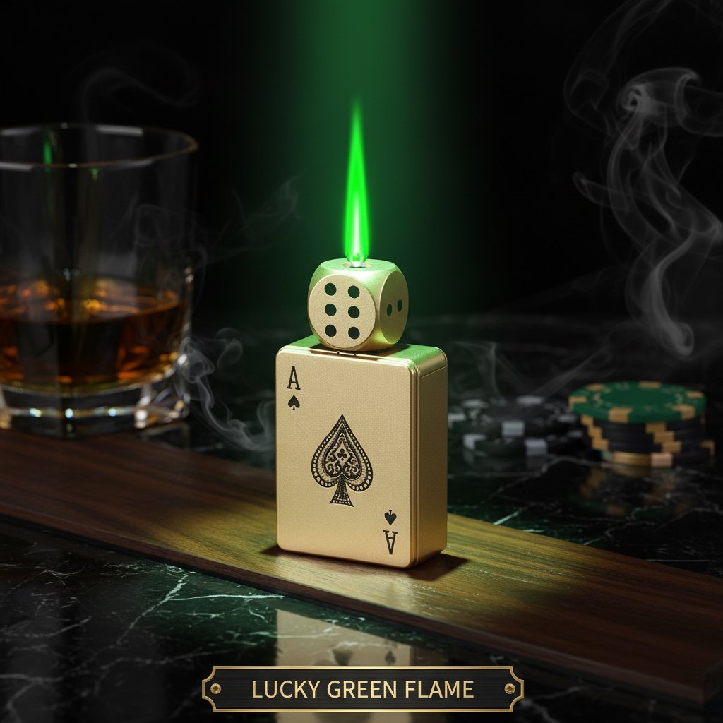 🎉Buy 1 Get 1 Free🎲Windproof Poker Dice Rotating Cigar Lighter, Butane Refill (Not Included)