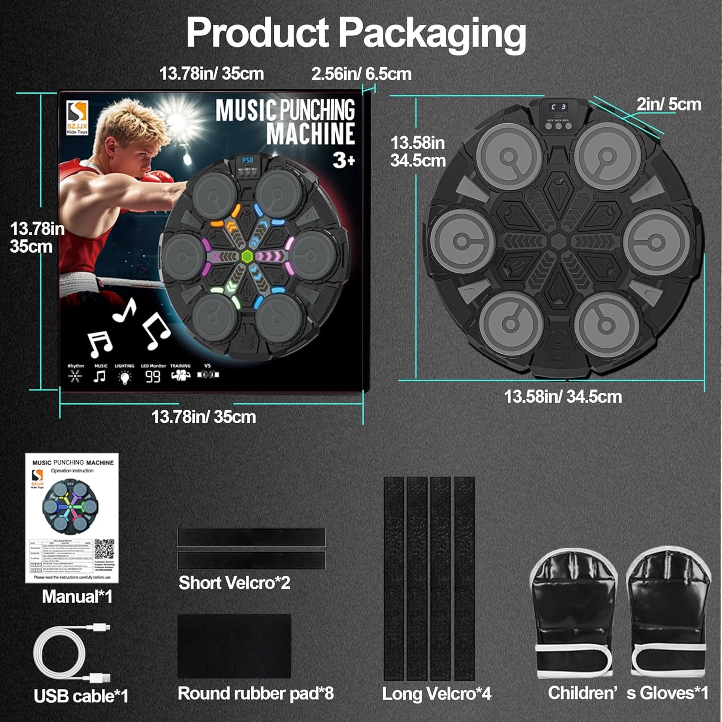 Smart Music Boxing Training Machine with Boxing Gloves, Interactive Boxing Trainer, Universal for Adults & Kids