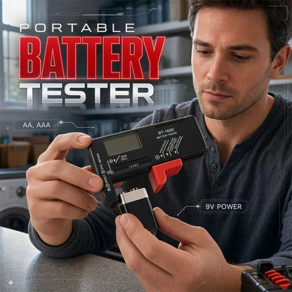 Digital Battery Checker – Large LCD display shows exact remaining power. Compact & portable – test before you toss! 🧪💪
