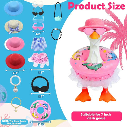 16PCS Mini Desk Goose Outfit Set