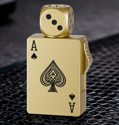 🎉Buy 1 Get 1 Free🎲Windproof Poker Dice Rotating Cigar Lighter, Butane Refill (Not Included)