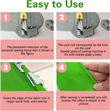 💯🧵8 PCS Stainless Steel Rolled Hemmer Foot Set | 3mm-10mm Sewing Hemming Guide