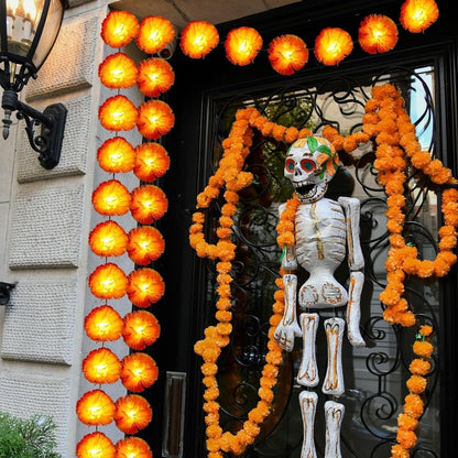 🔥Last Day 49% OFF -🏵️💀 Mexican Marigold Flower String Lights | 💕Death is not the end of life, forgetting is